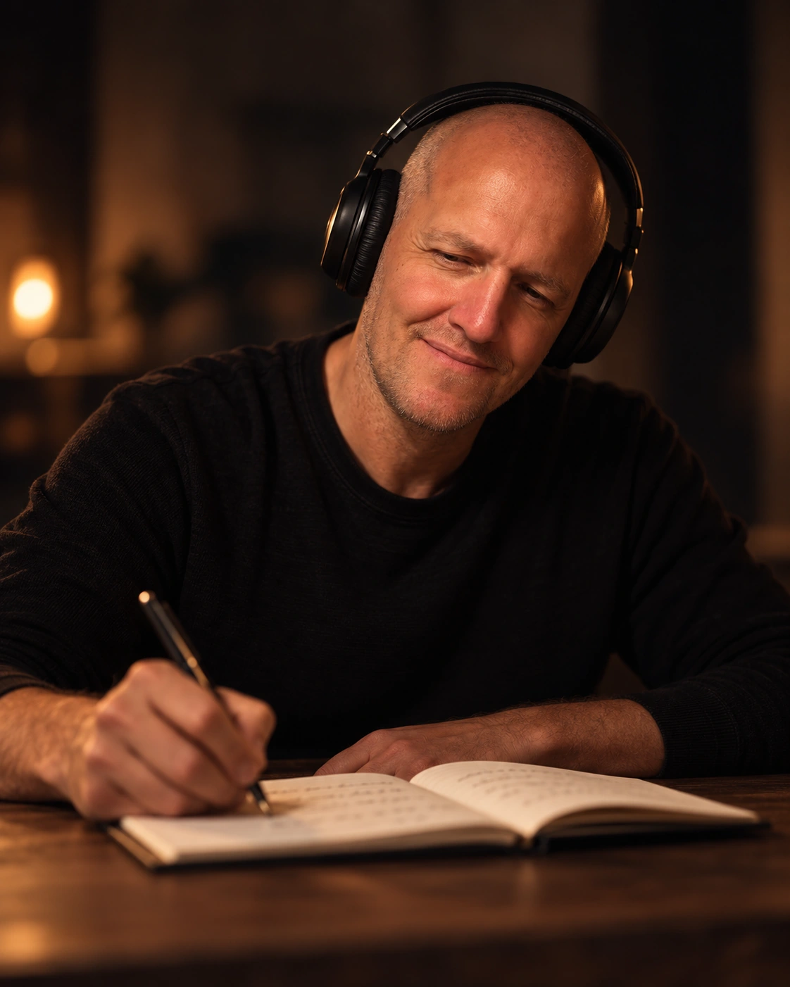 Sander märkmikusse kirjutamas